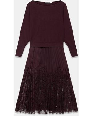 Mint Velvet Lace Ultimate Multitasker Midi Dress - Purple