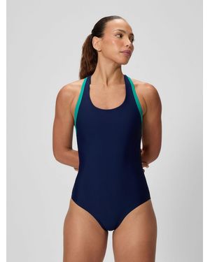 Speedo Colourblock Racerback One Piece Swimsuits - Blue