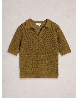 White Stuff Cooper Knitted Polo Shirt - Green