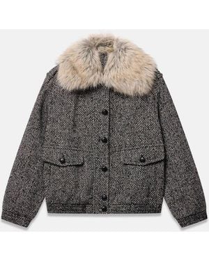 Mint Velvet Herringbone Jacket - Gray