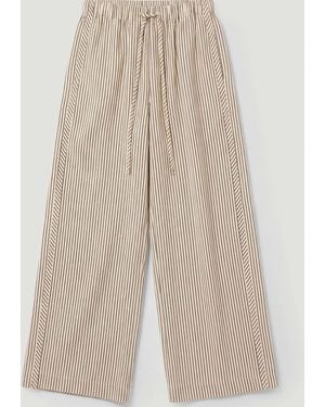 Hush Petunia Striped Side Detail Trousers - Natural
