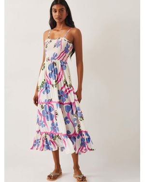 Monsoon Fiona Floral Print Bandeau Midi Dress - Pink
