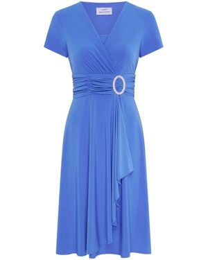 Gina Bacconi Deborah Jersey Dress With Diamonte Trim - Blue