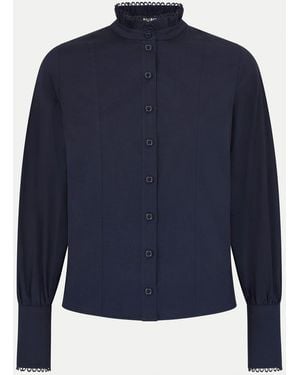 Jigsaw Slim Stand Collar Shirt - Blue