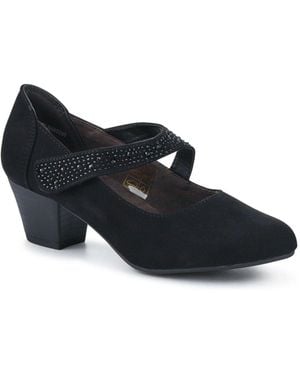 Pavers Wide Fit Cone Heeled Mary Janes Shoes - Black