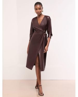 Lipsy Wrap Midi Dress - Natural
