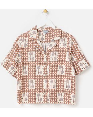 Oliver Bonas Gingham Badminton Print Short Sleeve Shirt - Pink