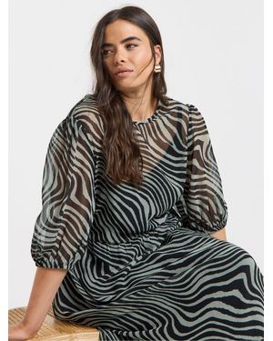 Simply Be Short Sleeve Tiered Georgette Maxi Dress - Gray
