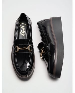 Lipsy Wide Fit Snaffle Trim Wedge Platform Slip On Loafers - Black