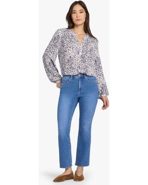 NYDJ Billie Mini Bootcut Ankle Jeans With High Rise And Frayed Hems - Blue