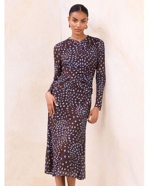 Lipsy Spot Jersey Midi Dress - Purple