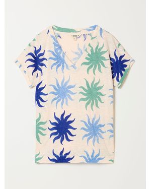 FatFace Fatface Lauren Linen V Neck T Shirt - Blue