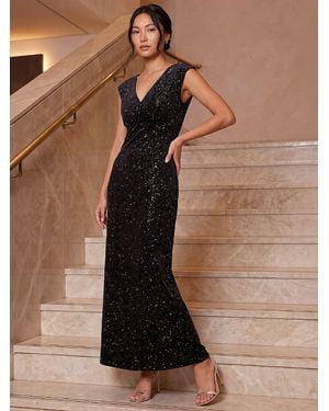 Roman Glitter Velvet Dress - Braun