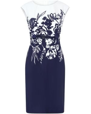 Gina Bacconi Minnie Floral Print Belted Dress - Blue