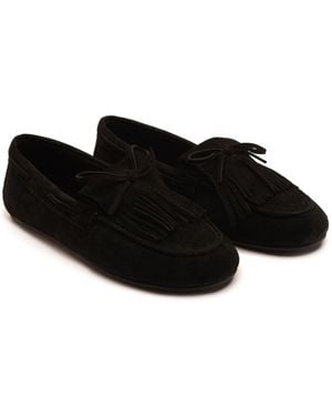 OFF THE HOOK Kennet Suede Fringe Moccasin Loafers - Black