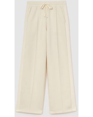 Reiss Ivory Bella Premium Interlock Wide-Leg Sweatpants - Natural