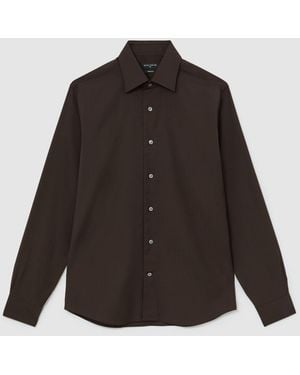 ATELIER Wool Long-Sleeve Slim-Fit Shirt - Brown
