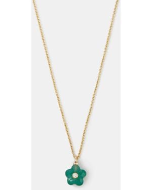 Accessorize 14Ct Plated Quartz Flower Pendant Necklace - White