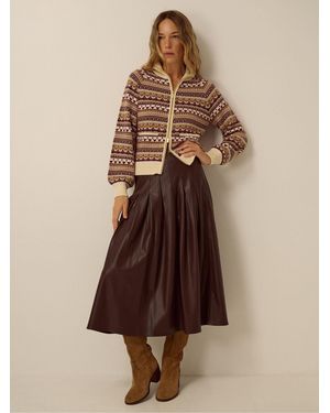 Monsoon Ottie Pleated Midi Skirt - Natural