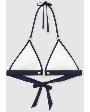 Reiss Ivory/ Saskia Contrast Halterneck Triangle Bikini Top - White