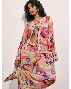 River Island River Island Terry De Havilland Long Sleeve Swirl Print Kaftan - Pink