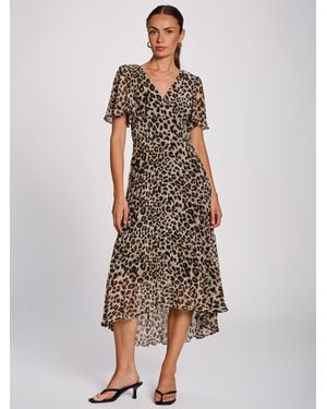Jolie Moi Angel Sleeve Pleated Chiffon Maxi Dress - Multicolor