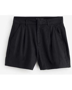 Threadbare Linen Blend Tailored Shorts - Black