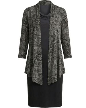 Gina Bacconi Posy Mock Dress And Jacket - Gray