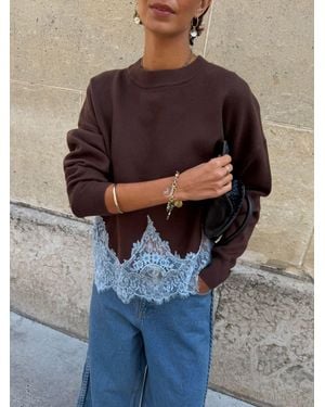 Never Fully Dressed Lace Knit Copenhagen Sweater - Blue