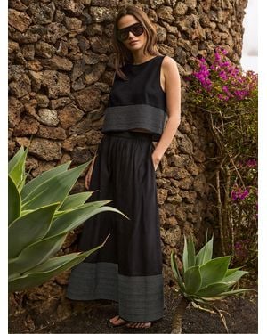 Ro & Zo Contrast Stitch Maxi Skirt - Green