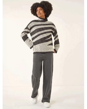 Roman Abstract Stripe Knit Jumper - Natural