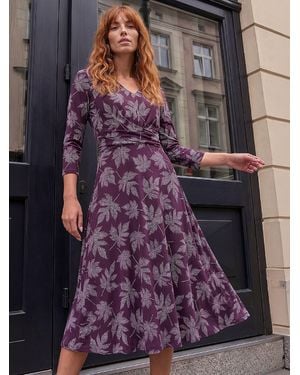 Roman Leaf Puff Cross Dress - Purple