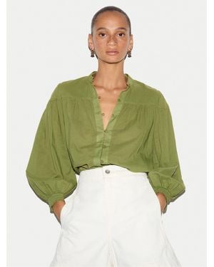 Jigsaw Cotton Balloon Sleeve Top - Green