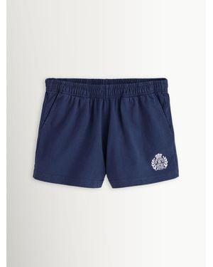 Sporty & Rich New York Crest Embroidered Shorts - Blue