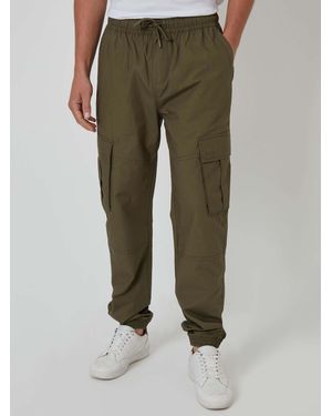 Threadbare Khaki Regular Fit Cuffed Cargo Pants - Green