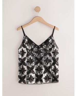 Next N. Premium Sequin Embellished Cami Top - Black