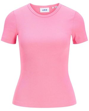 JJXX Short Sleeve Ribbed Fitted T-Shirt - Pink