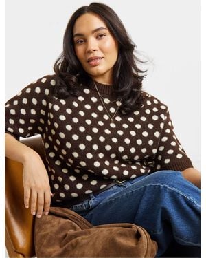 Simply Be Half Sleeve Polka Dot Sweater - Blue