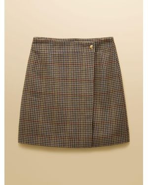 Joules Wrenley Wrap Tweed Skirt - Natural