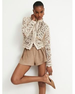 River Island Suedette Flippy Shorts - Natural