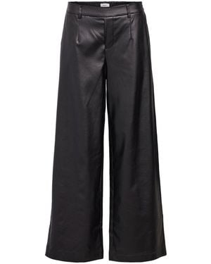 Object Wide Leg Coated Pants - Black