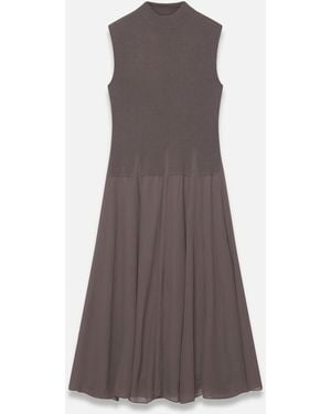 Mint Velvet Sleeveless Cotton Blend Knitted Midi Dress - Brown