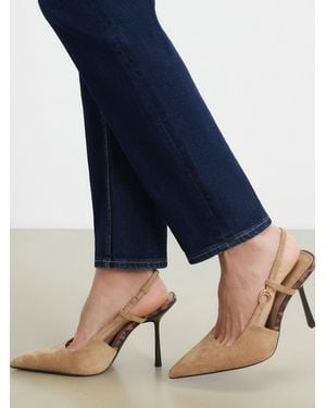 River Island Faux Suede Heeled Court Shoes - Blue