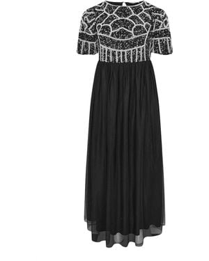 Yours Curve Yours Curve Luxe Abstract Sequin Embellished Maxi Dress - Black