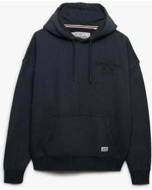 Superdry Luxe Casual Embroidered Relaxed Hoodie - Blue