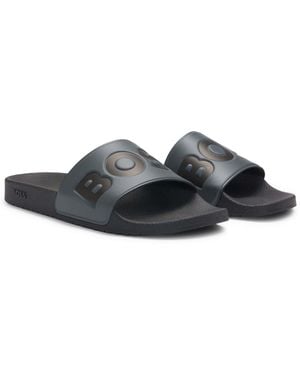 BOSS Dark Large Logo Sliders - Gray