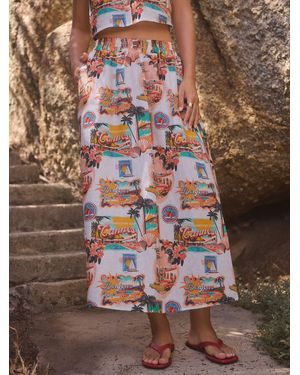 Next 100% Linen Midi Skirteu 38 (Uk 10) - Braun