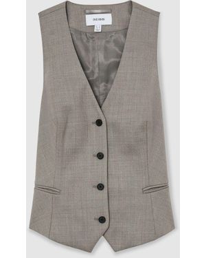 Reiss Wool-Blend Tailored Waistcoat - Gray
