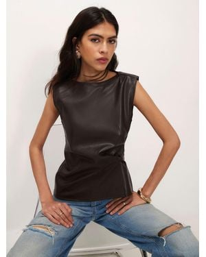 River Island Ruched Side Sleeveless Top - Black