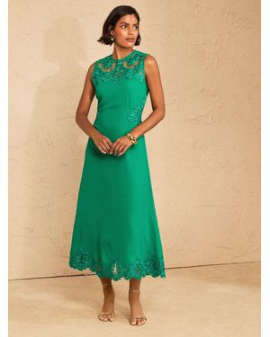 Love & Roses Sleeveless Lace Midi Dress - Green